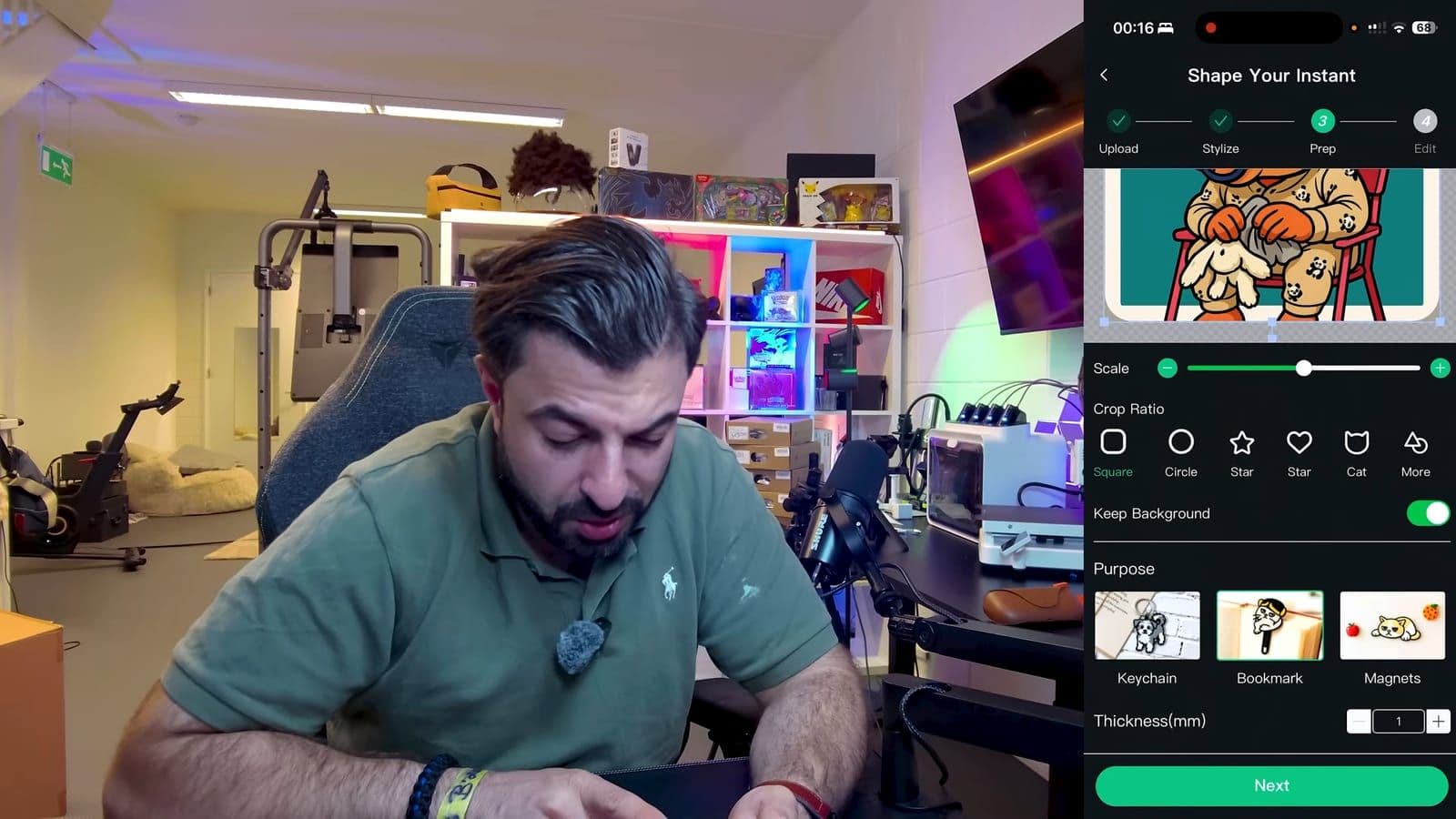 De interface van SnapForm in de Creality Cloud app waarin een foto wordt omgezet naar een model