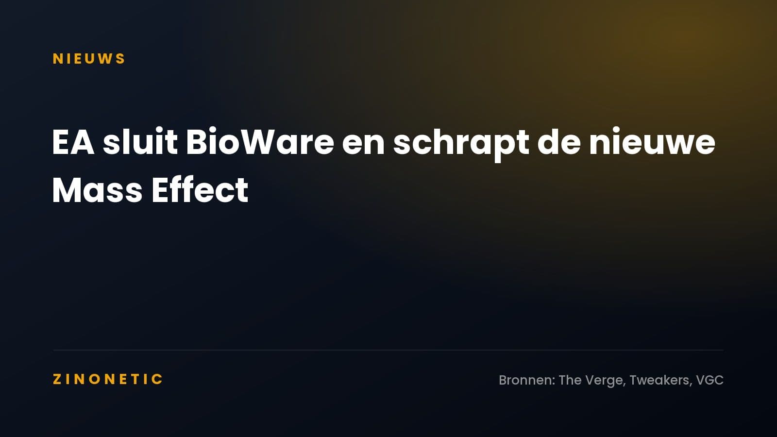 EA sluit BioWare en schrapt de nieuwe Mass Effect