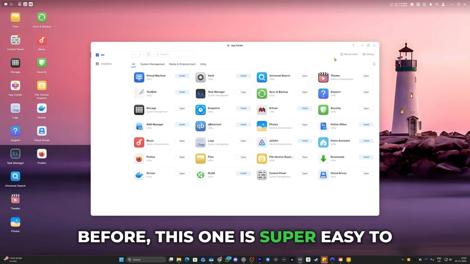 The desktop UGOS app center showing available local utilities and server apps